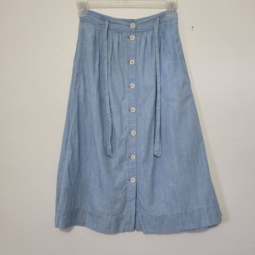 Madewell Tie Palisade Button-Front Midi Skirt - Picture 4 of 11
